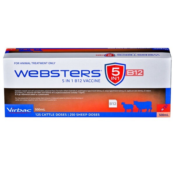 Virbac Websters 5 in 1 B12 Vaccine - 500ml