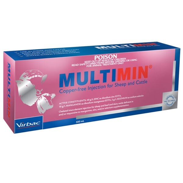 Virbac Multimin Copper Free Injection for Sheep and Cattle - 500ml