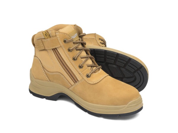 Blundstone #418 Wheat Nubuck Zip Side Ankle Safety Boot