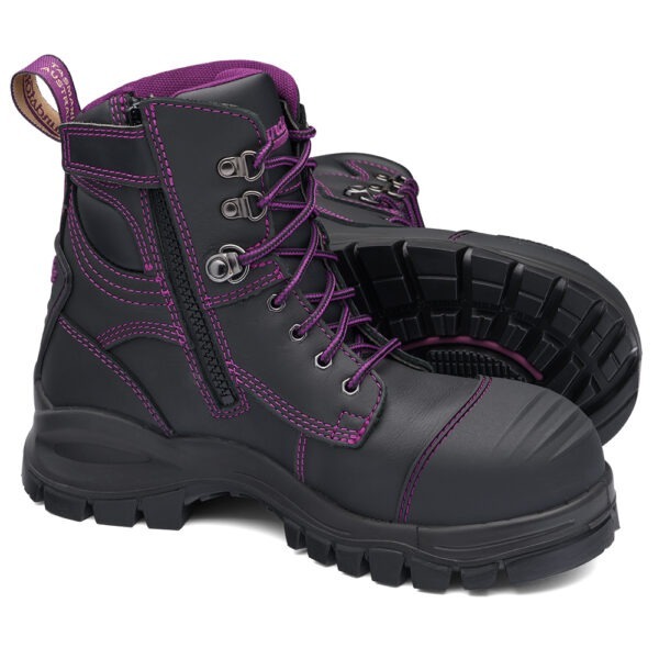 Blundstone #897 Women's Black Water Resistant Leather Lace Up/Zip Ankle Safety Boot
