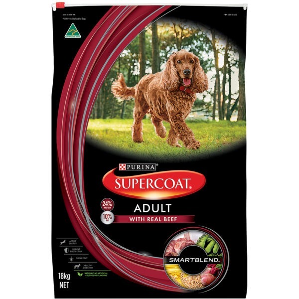 Purina Supercoat Adult Dog Beef Dry Dog Food 18kg