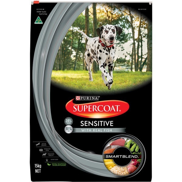 Purina Supercoat Adult Dog Sensitive Dry Dog Food 15kg